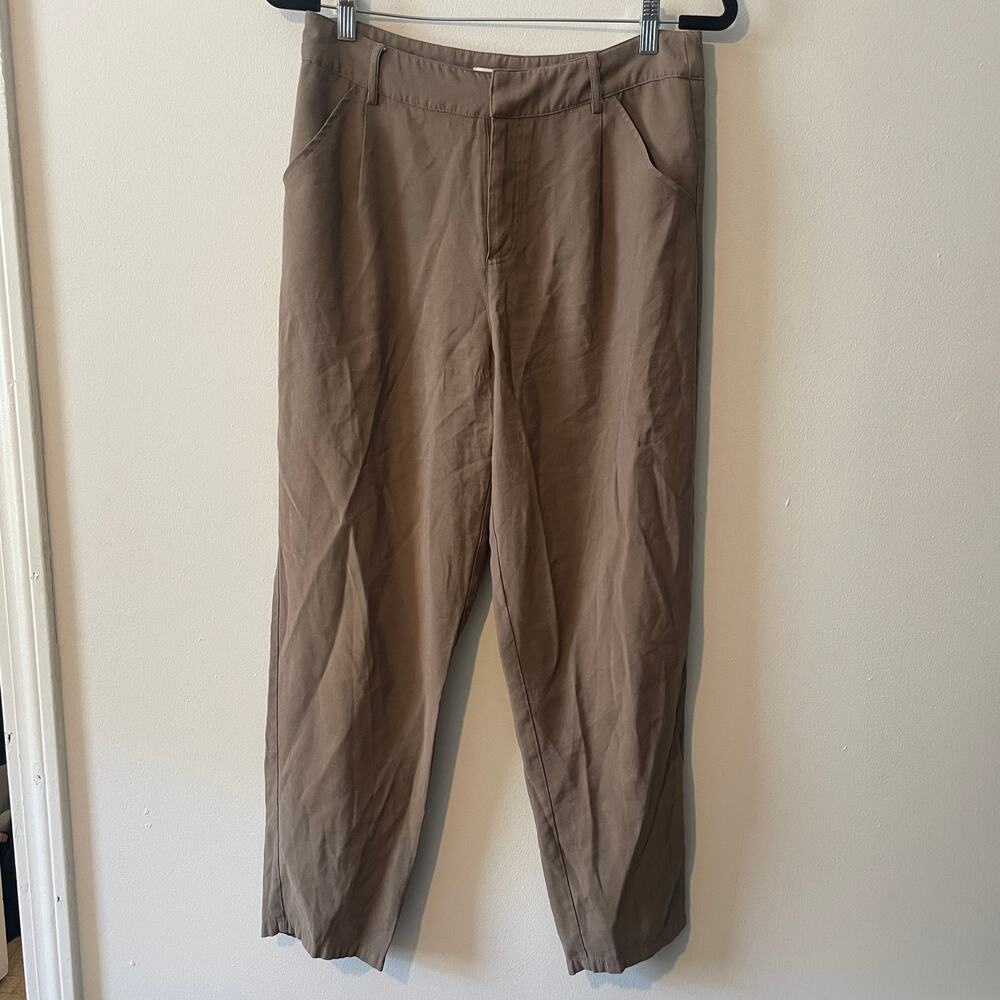 Anthropologie Bishop + Young Madison Pleated Pants in Taupe Brown Sz M